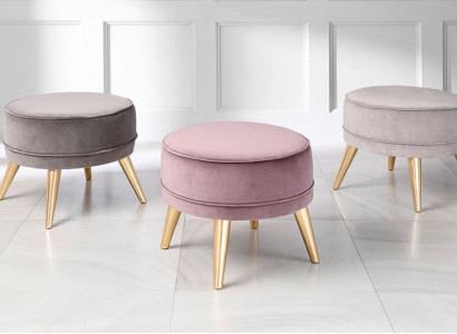 Stool Ottoman Pouf Modern Luxury Fabric Design Living Room Pink Round