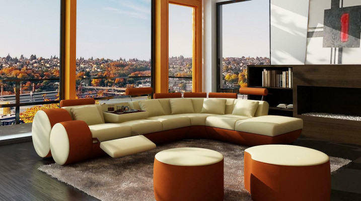 XXL multifunctional leather couch sofa big sofa upholstered corner sofa modern