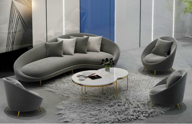 Corner sofa + armchair living area relax seat design couch lounge sofas textile velvet