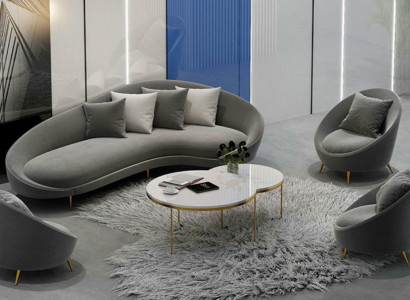 Corner sofa + armchair living area relax seat design couch lounge sofas textile velvet