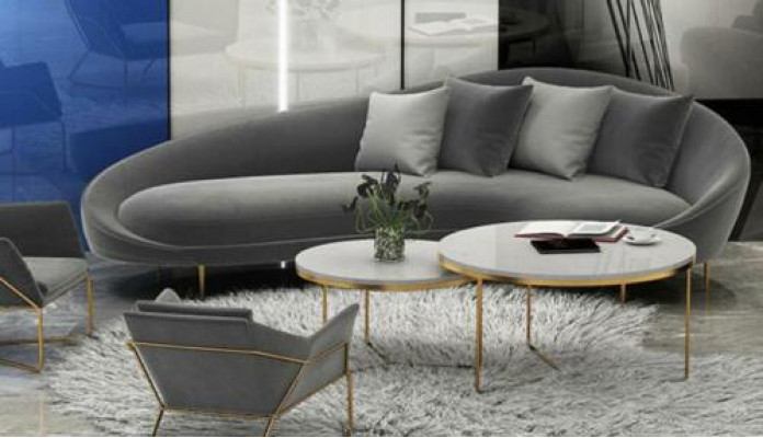 Corner sofa + armchair living area relax seat design couch lounge sofas textile velvet