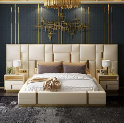 Bed Pillow Design Luxury Wood Double Hotel Beds Marital Sleep Room