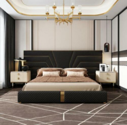 Designer bed 180x200 leather textile beds double bedroom luxury