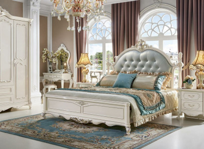 Chesterfield Bedroom Set 6-piece Royal Baroque Furniture Bed Solid Wood