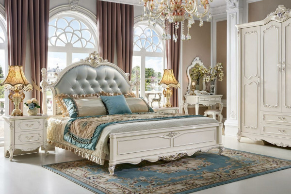 Chesterfield Bedroom Set 6-piece Royal Baroque Furniture Bed Solid Wood