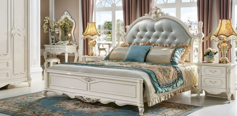 Chesterfield Bedroom Set 6-piece Royal Baroque Furniture Bed Solid Wood