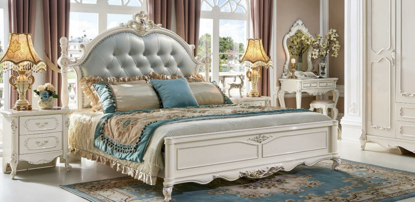 Chesterfield Bedroom Set 6-piece Royal Baroque Furniture Bed Solid Wood
