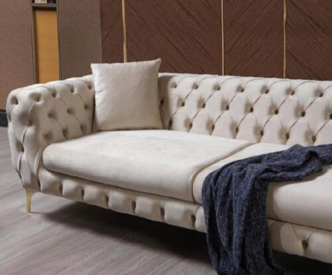 Three-seater sofa luxury Chesterfield 3-seater couches gray sofas velvet new couch