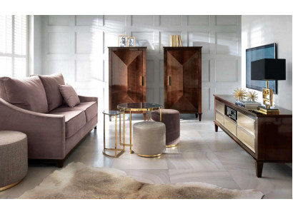 Living room set sofa stool cabinet luxury wood sofas seating set new 7-piece