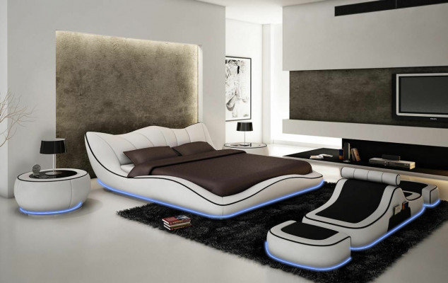 Modern design bed XXL decorative beds luxury style double hotel leather