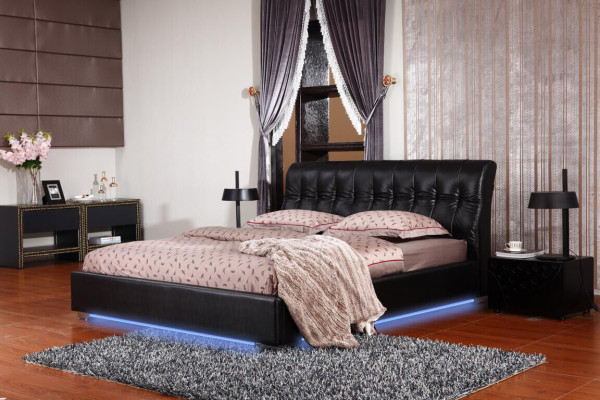 Designer bedroom double bed beds leather hotel luxury upholstery
