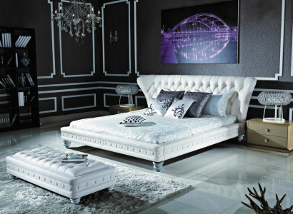 Designer double bed leather Chesterfield hotel luxury bedroom