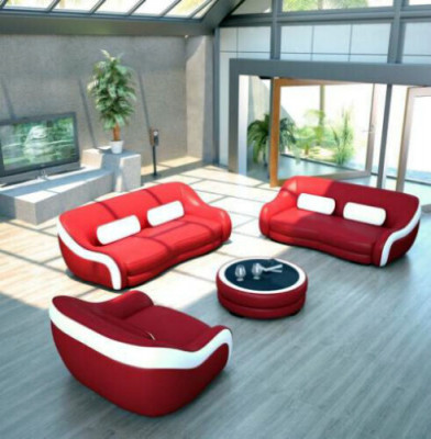Sofa set seating leather design XXL upholstered couch set suite 3+2 seater