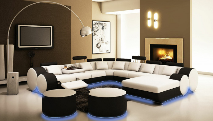 Multifunctional leather couch seat cushion living room leather decor set sofa