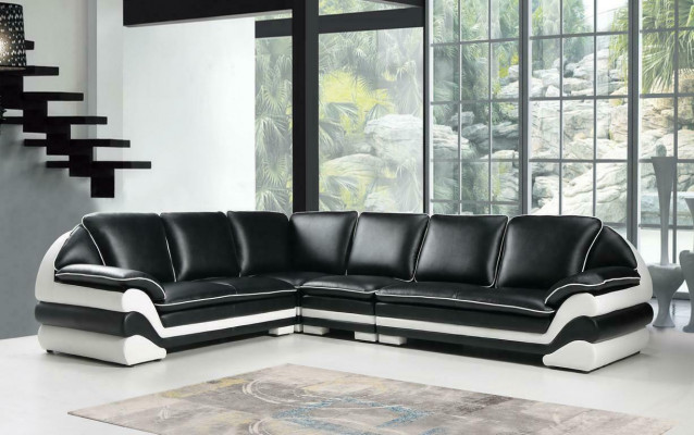 Leather sofa couch living area L-shaped design modern sofa classic