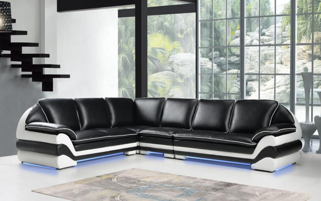 Leather sofa couch living area L-shaped design modern sofa classic