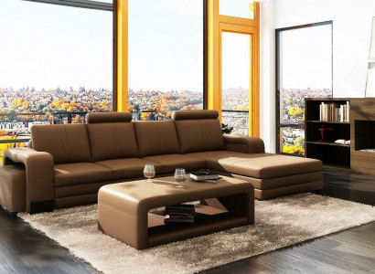 Leather sofa couch sofas XXL corner sofa living landscape L-shaped design modern