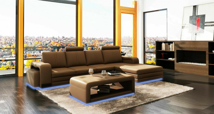 Leather sofa couch sofas XXL corner sofa living landscape L-shaped design modern