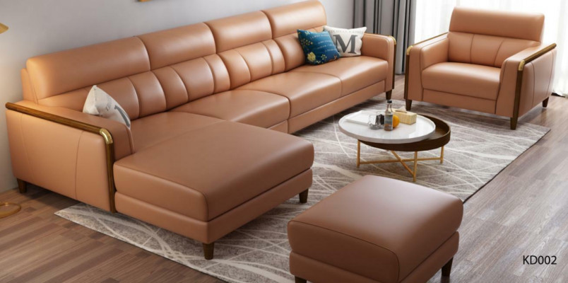 Seat Furniture Living Landscape Luxury Faux Leather Corner Sofa L-shape Upholstered Furniture Set