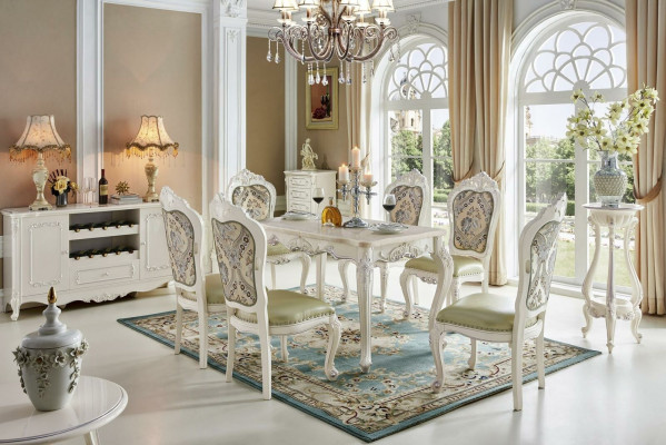 Luxury Furniture Chair Set of 4 Chairs Group Suite Dining Room Armchair Chesterfield