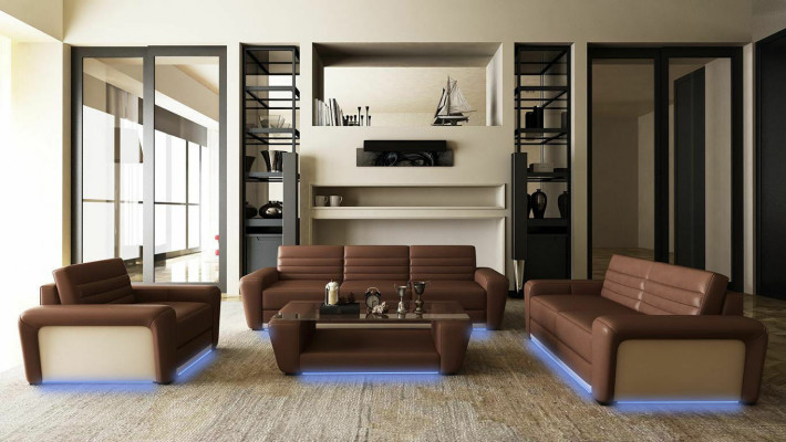 Leather sofa couch living area 3+2 seater design modern sofa living room