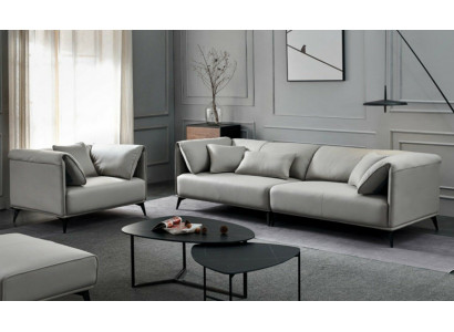 Living room sofas couches upholstery 4-seater gray design XXL big sofa