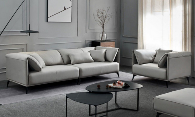 Living room sofas couches upholstery 4-seater gray design XXL big sofa
