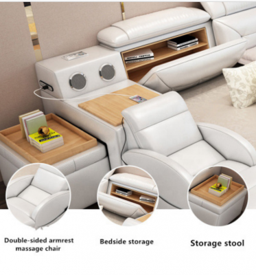 Double Luxury Design Leather Bed Upholstered Beds USB Hotel Multifunction