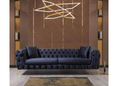 Three-seater Sofa Luxury Chesterfield 3-Seater Couches Blue Sofas Velvet New Couch