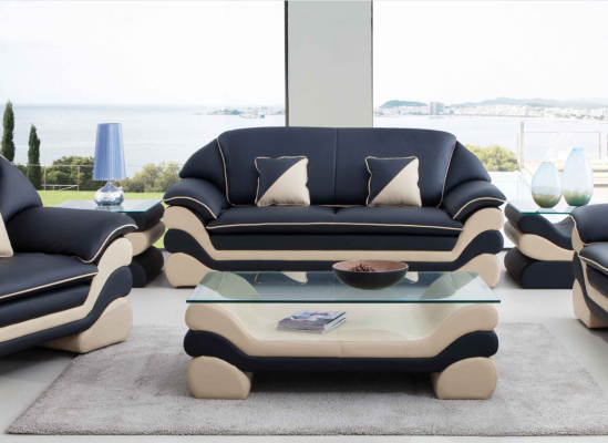 Leather Sofa Couch Classic 3-Seater Couches Sofas Designer Upholstery