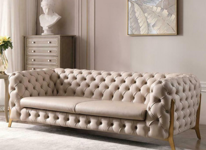 Faux leather 3-seater sofa living landscape relax seat design couch lounge sofas