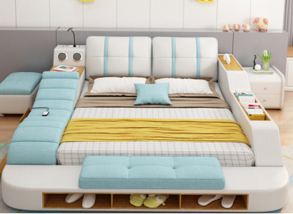 Double Design Leather Bed Upholstered Beds Modern 180x200 cm