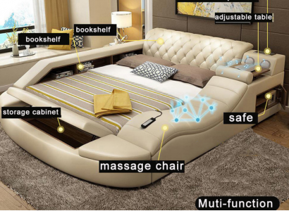 Multifunction Bed Luxury Design Leather Beds Hotel Double Storage