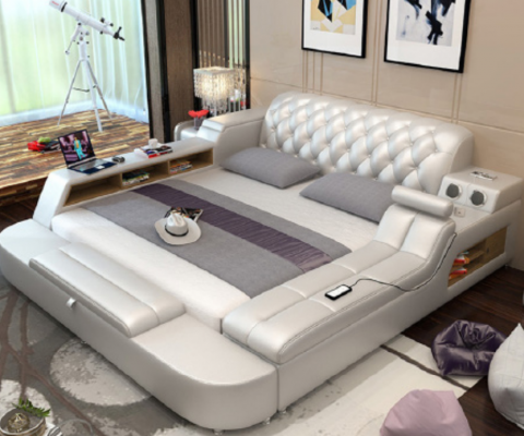 Design bed big beds leather hotel upholstery 180x200 multifunction shelf