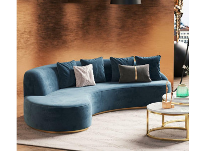 Velvet Sofa 4-Seater Upholstery Textile Modern Relax Seating Luxury Furniture Corner Sofa Round New