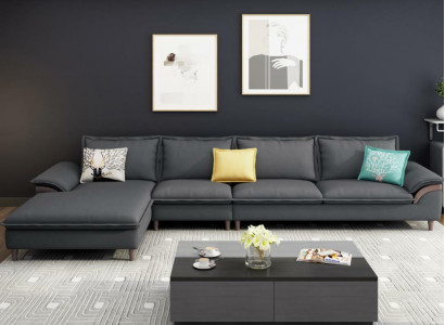 Textile luxury corner sofa L-shape upholstery modern relax seating furniture living landscape corner