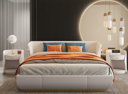 Designer bed double beds modern hotel leather double bed 180x200cm