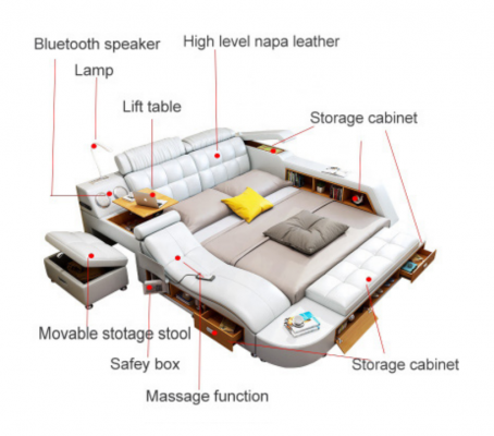 Bed Multifunction - Safe - Heating Lounger - USB - Sound Double Beds