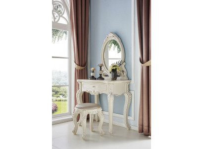 Dressing table, vanity table, dresser, mirror, makeup table, shelves, stool