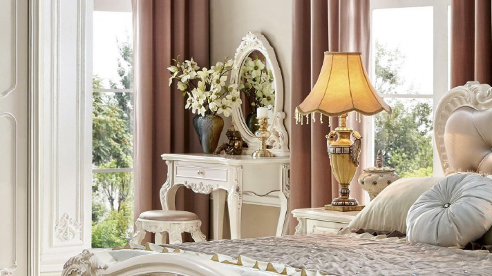 Classic Table Baroque Rococo Dressing Table Console Tables 2-piece Set Mirror
