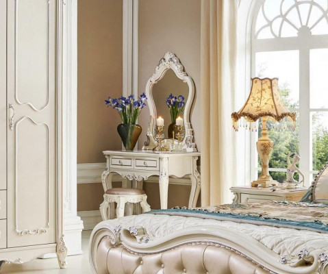 Vanity table mirror complete stool set dresser bedroom new 2-piece.