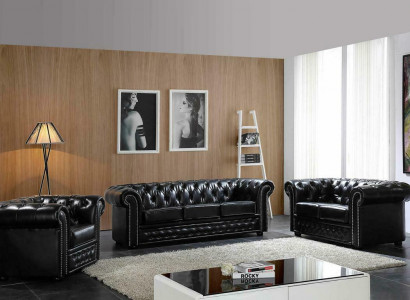 Chesterfield sofa couch upholstery seat complete set suite leather sofas new.