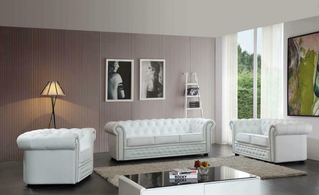 Chesterfield sofa couch upholstery seat complete set suite leather sofas new.