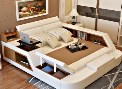 Double Luxury Design Leather Bed Upholstered Beds Modern Hotel