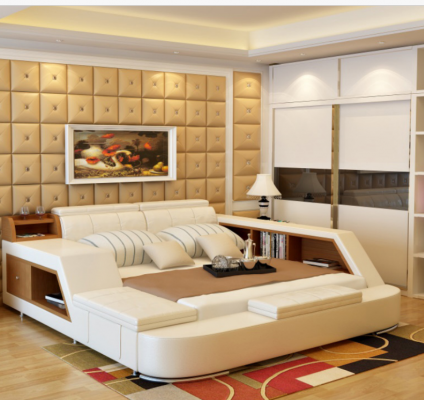 Double Luxury Design Leather Bed Upholstered Beds Modern Hotel