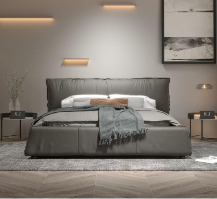 Design leather bed double marriage modern hotel luxury sleep bedroom beds