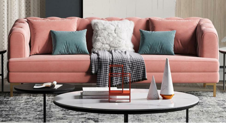 Three-seater Relax Seat Design Couch Lounge Sofas Textile Sofa 3-Seater Velvet Sofa