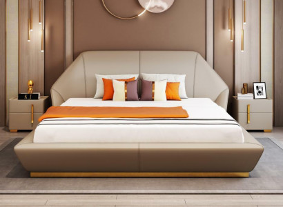 Designer Italian furniture bed double bedroom 180x200cm leather