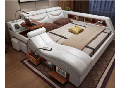 Design XXL bed, large leather upholstered beds, hotel 180x200cm multifunction.