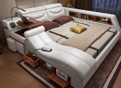 Design XXL bed, large leather upholstered beds, hotel 180x200cm multifunction.